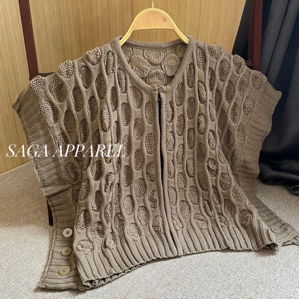 Yomanah Vest - Atasan Vest Rompi Rajut Zipper Crop Wanita Variasi Kancing Samping Kekinian