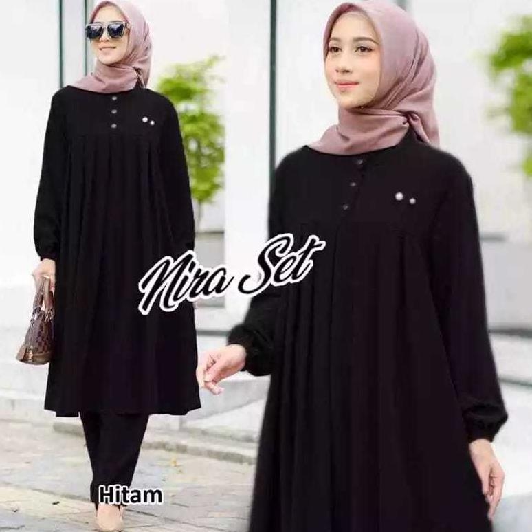 promo bisa cod nira set + celana size m l xl xxl jumbo bahan premium import stelan wanita kekinian