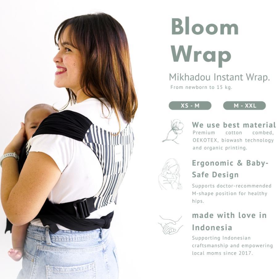 Mikhadou - Bloom Wrap Midnight - Instan Wrap - Gendongan Bayi - Baby Carrier