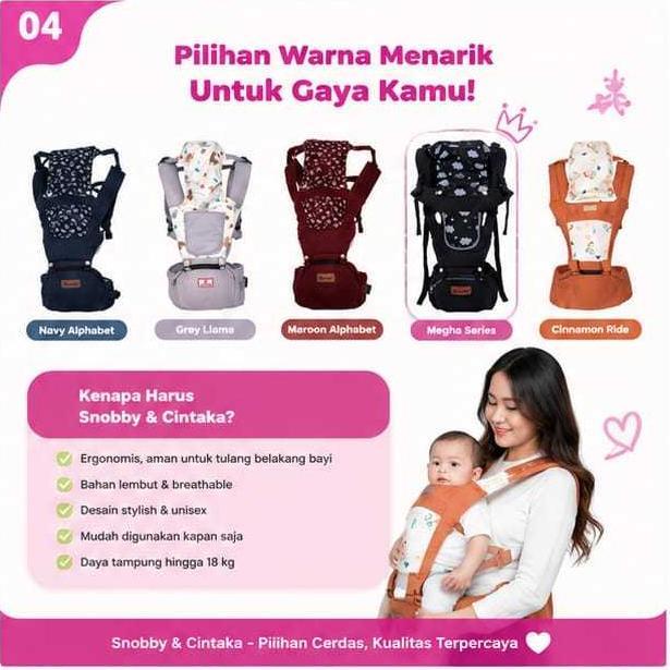 BIG PROMO Gendongan Premium Bayi Snobby Cintaka HIPSEAT 6 Posisi Gendongan Duduk