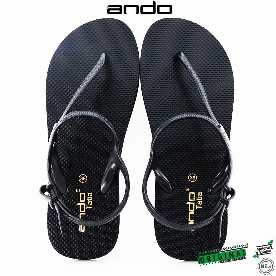 New Ando Tatia Hitam/Emas - Sandal Strapp Wanita Strappy