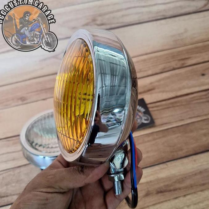 Lampu depan Classic import . Lampu chopper . Headlamp Depan Flamer . Chopper Bobber Scrr Harley