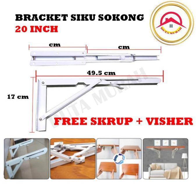 Engsel Ambalan Lipat / Siku Rak Lipat / Braket Siku Rak Lipat isi 1 set (2pcs) 20 INCH (50 cm)