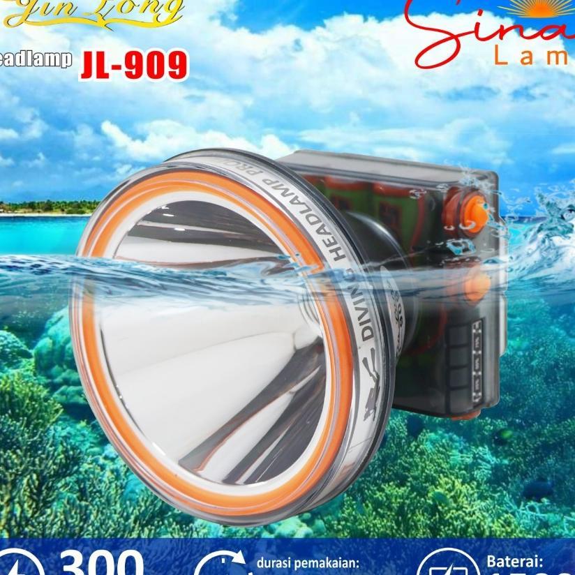 Senter Kepala Selam Waterproof Jinlong Jl 909 300Watt Charger Adaptor Jack Angka 8