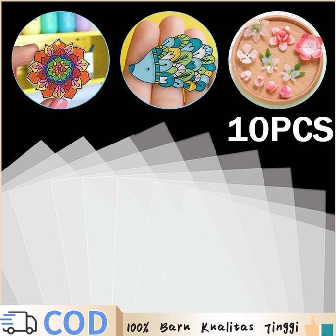 Newpic- 10Pcs Kertas Shrink Heat Shrink Sheets Shrink Paper Diy Printable Shrinky Dink Plastic Plast