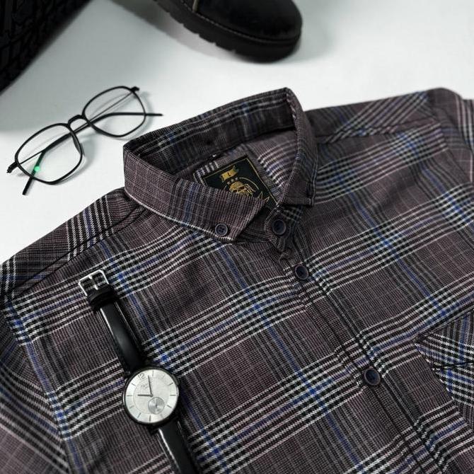 Shrts- Kemeja Flanel Semi Wool Lengan Panjang Unisex Kemeja Pria Dan Nita Motif Kotak 83