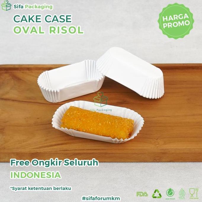New- Cup Cake Oval Cup Cake Kertas Putih Dah Risol Cake Risoles Kertas Alas Kroket Cupcake Paper Ova