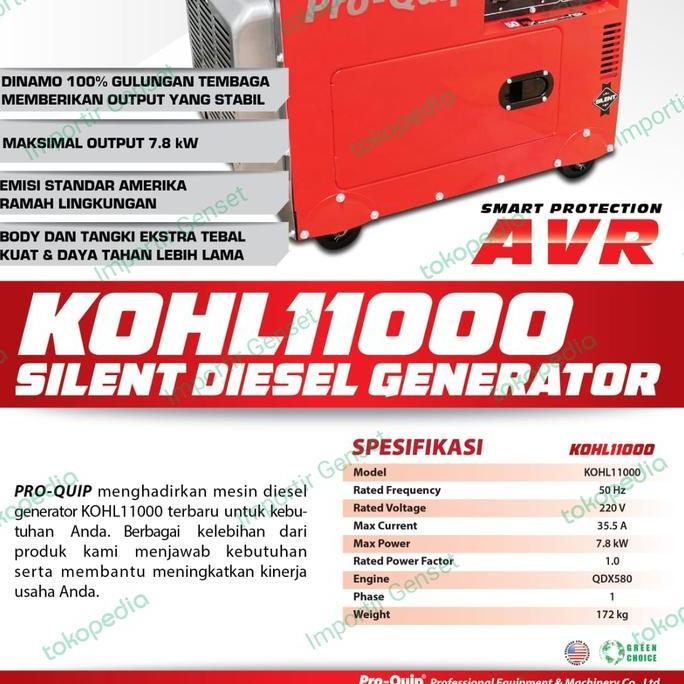 Genset Silent 7500 Watt Proquip Kohl11000