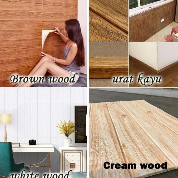 Pilihan- Foam 3D Kayu List Wood Panel Spons Wallpaper Sticker Dinding