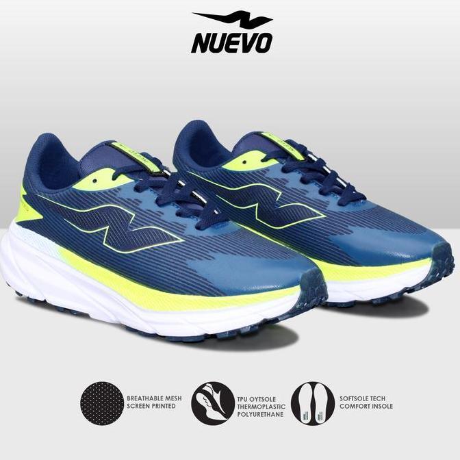 Pilihan - Nuevo - Sepatu Lari Pria Nuevo Crosspeed Navy Stabilo Olahraga Trail Run Ringan