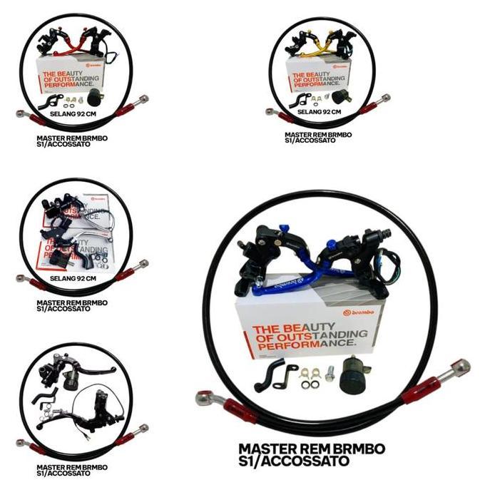 Master Rem Brembo S1 Accossato Tabung Pisah Plus Selang Rem 92Cm Universal Motor Asli