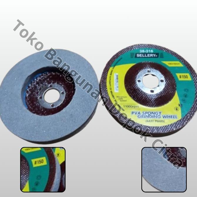 PVA SPONGY GRINDING WHEEL GRIT 150 SELLERY GURINDA SPONS BATU GERINDA POLES 4 INCH GRADE #150 DIAMET