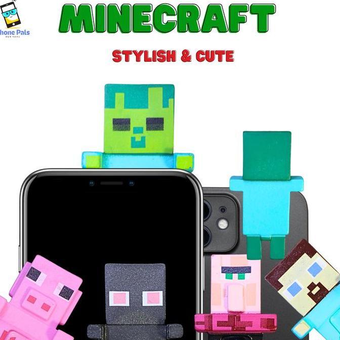 Phone Hippers Minecraft Boneka Hipper Lucu untuk HP & Laptop Cute Peeking Doll Miniature Accessory A