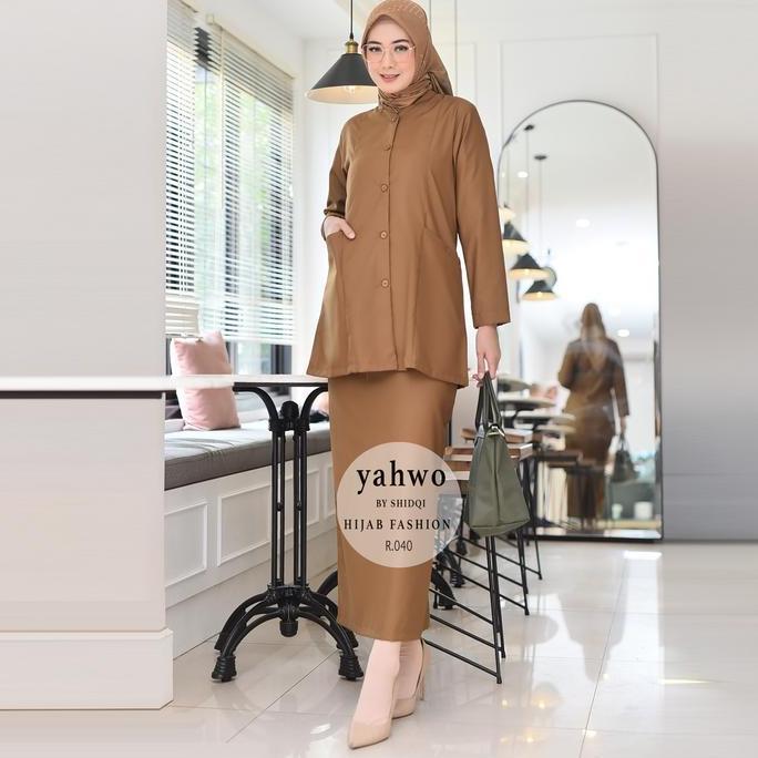 Yahwo Hijab fashion-Setelan Rok Span Pns Pdh Pemda/Seragam Dinas Kheki Pns Asn Wanita Terbaru Bahan 