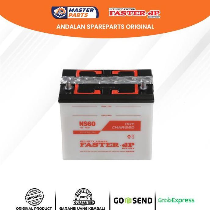 Aki Faster JP NS60L 12V 45Ah untuk Nissan Livina, Evalia, March