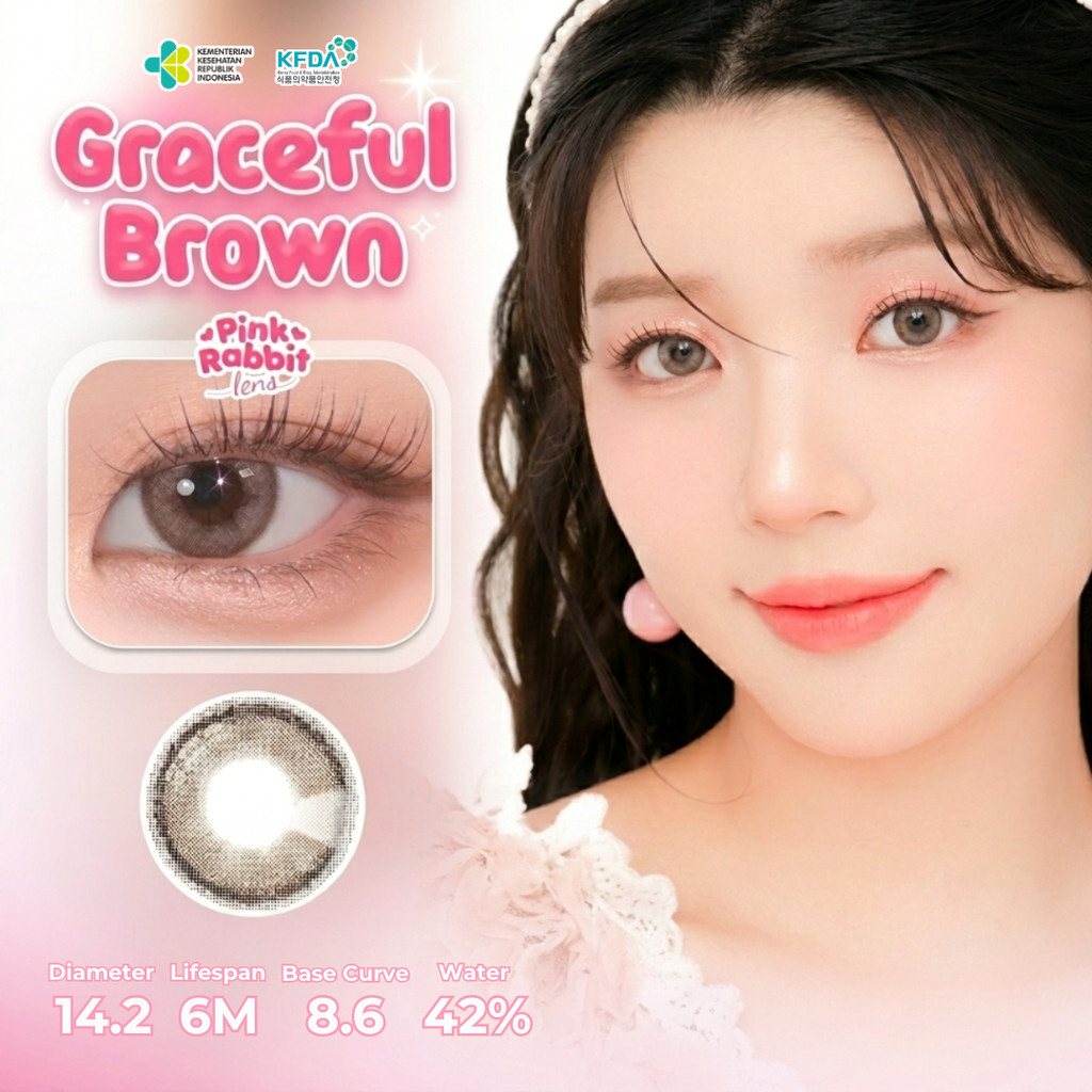 PINKRABBIT SOFTLENS SUPER COMFY GRACEFUL BROWN - Normal, Minus 0.5 S/D 10.00 (1PCS/Sebelah) / Softle