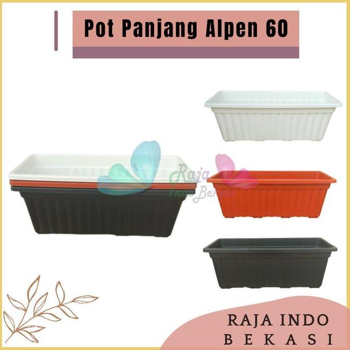 RAJA INDO Pot Panjang Alpen 60 Putih Hitam Coklat Merah Bata Pot Bunga Segi Panjang 60cm 70cm  Pot P