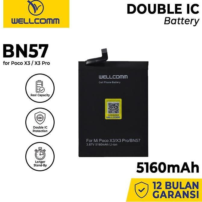 (Good) Battery Double Ic Wellcomm Xm Poco X3/Bn57/X3 Pro 5160mAh