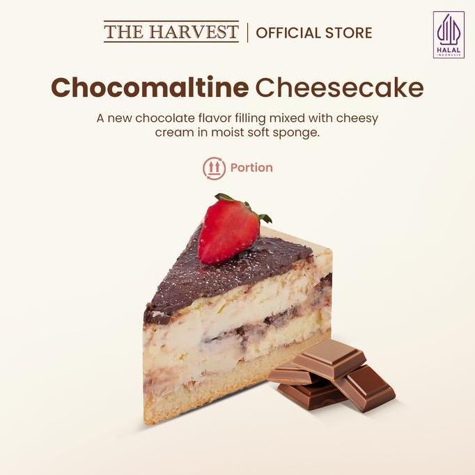 Best Seller The Harvest Chocomaltine Cheesecake Portion| Dessert Cake Rasa Chocolate Crunchy Dan Che