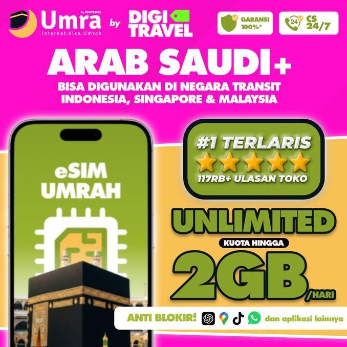 Card - Esim Umroh Haji Saudi Arabia Singapore Malaysia Indonesia Unlimited Data Internet Roaming Tra