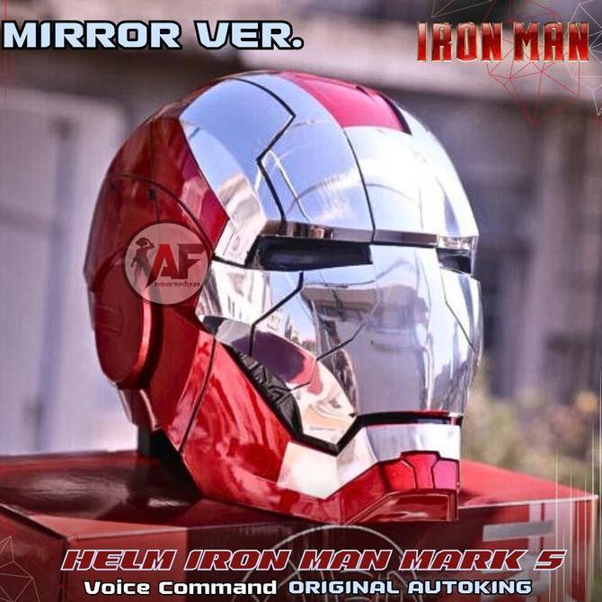 mainan - Iron Man Helmet 1:1 Mark 5 Voice Command Original AutoKing & Mark 50 Original Mechahead Mec