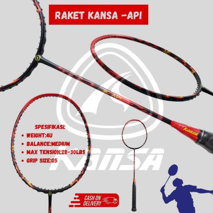 Raket Badminton Kansa Angin/ Api/ Air/ Tanah/ Kayu 30lbs Original