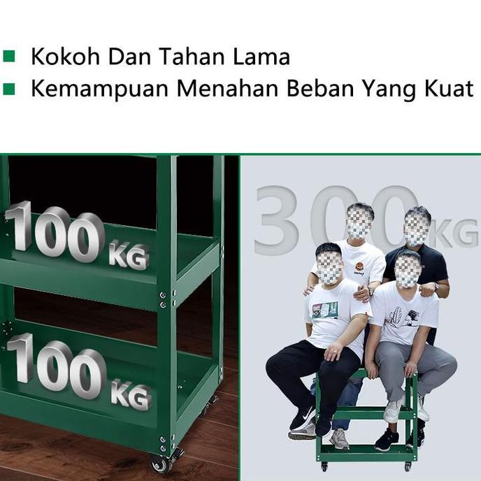 OKTAVERINAGEOLA - ISKU TROLLEY PERKAKAS BENGKEL 3 SUSUN RAK PAPAN GANTUNG TOOL CART BAJA COLD ROLLED