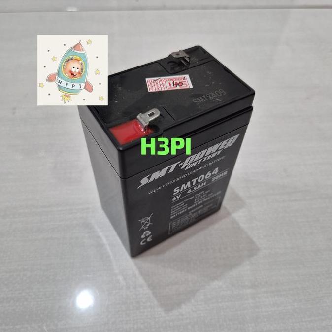 BATERAI AKI 6V 4.5AH 4,5A ACCU 6V ORIGINAL SMT POWER AKI MOBIL ANAK PROMO