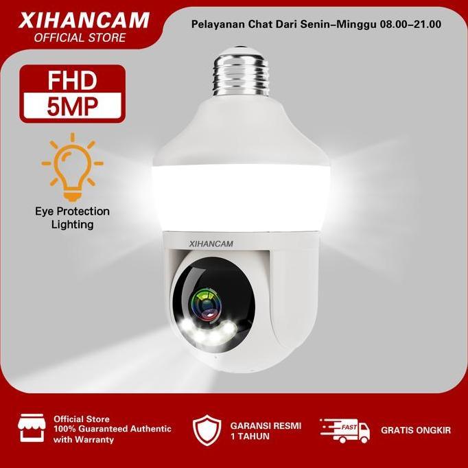XIHANCAM CCTV Lampu 5MP IP Kamera Indoor Wifi CCTV Bohlam 360 Derajat CCTV Wifi Jarak Jauh Lewat HP