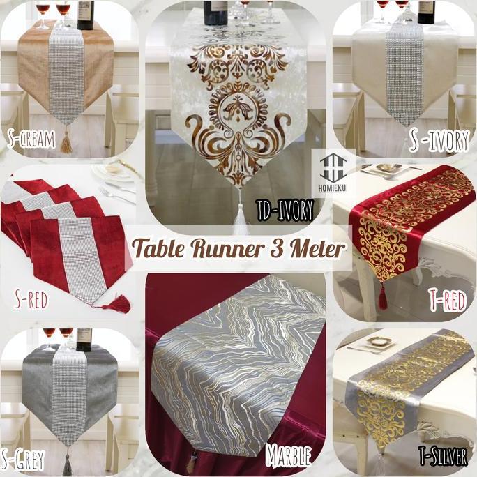 AHISSALAMAHTIGA - TABLE RUNNER 3 METER TAPLAK MEJA PANJANG 300 CM MEWAH
