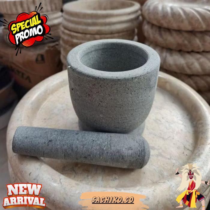 Lumpang Alu Tumbukan Ulekan Batu Andesit Alam Andesit Stone Mortar Pestle 6/3