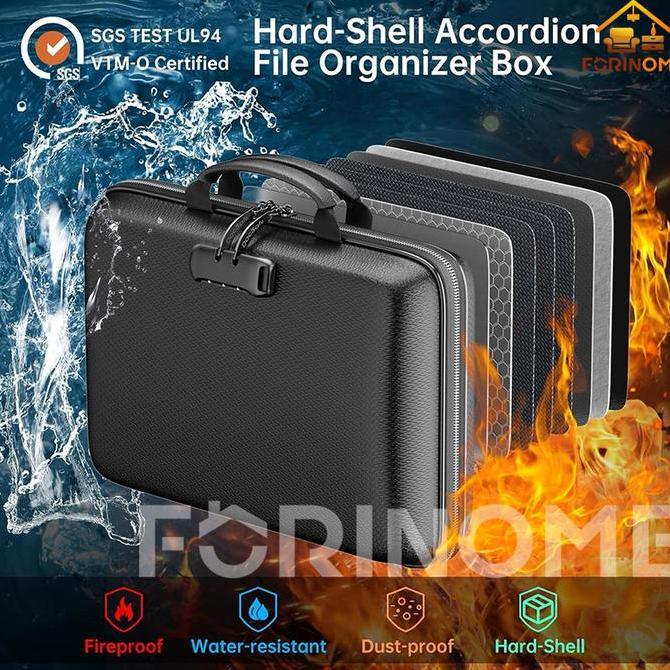 Tas Penyimpan Dokumen Tahan Api & Air Cangkang Keras Kotak Dokumen Pengatur Berkas Tahan Api dengan 