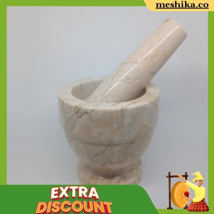 Lumpang Alu Batu Lesung Mini Marmer Asli Tumbukan Tumbuk Obat Puyer Ulekan Ulek Mortar & Pestle 6/3