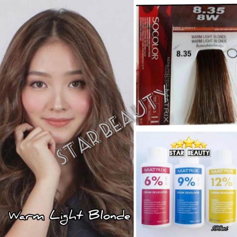 CAT RAMBUT MATRIX SOCOLOR 8.35 WARM LIGHT BLONDE OXYDANT ( CAMPURAN ) MURAH