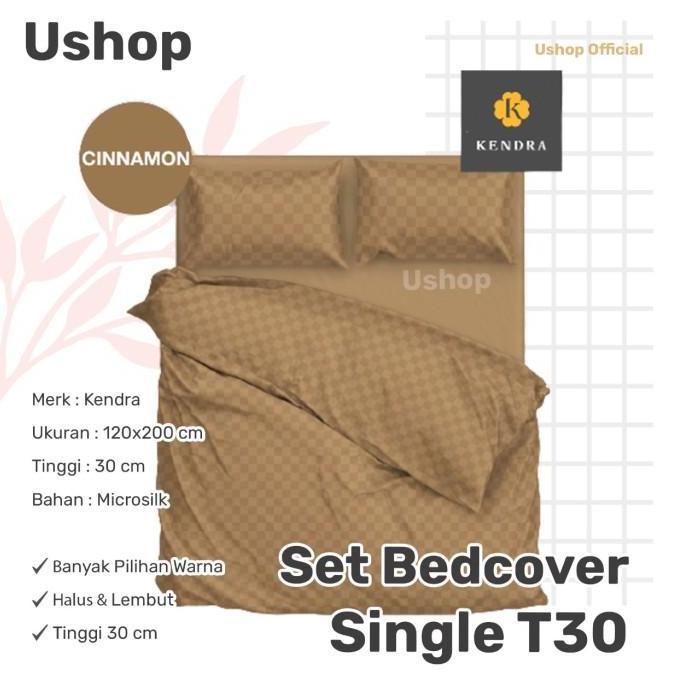 Promo USHOP Kendra Set Bedcover Polos Embos 120 Tinggi 30c Bahan Microsilk Halus Lembut dan Awet Dis