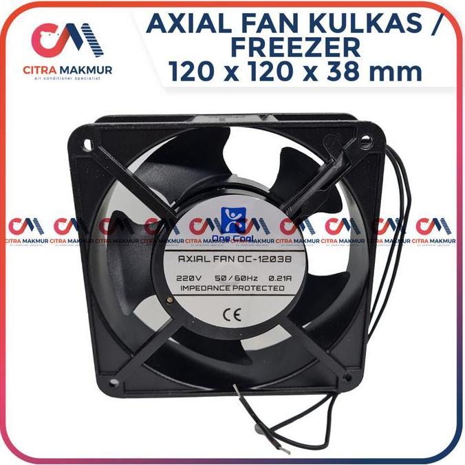 AXIAL FAN KIPAS PENDINGIN KONDENSOR EVAPORATOR CHILLER FREEZER KULKAS 12 CM TINGGI 3.8 CM 220 VOLT C