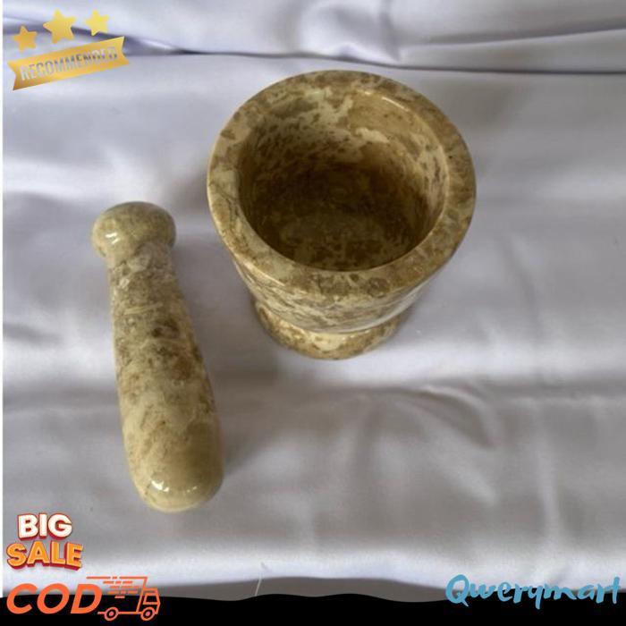 Lumpang Alu Batu Marmer Tumbukan Batu Tumbuk Ulekan Granit Natural Marble Stone Mortar Pestle