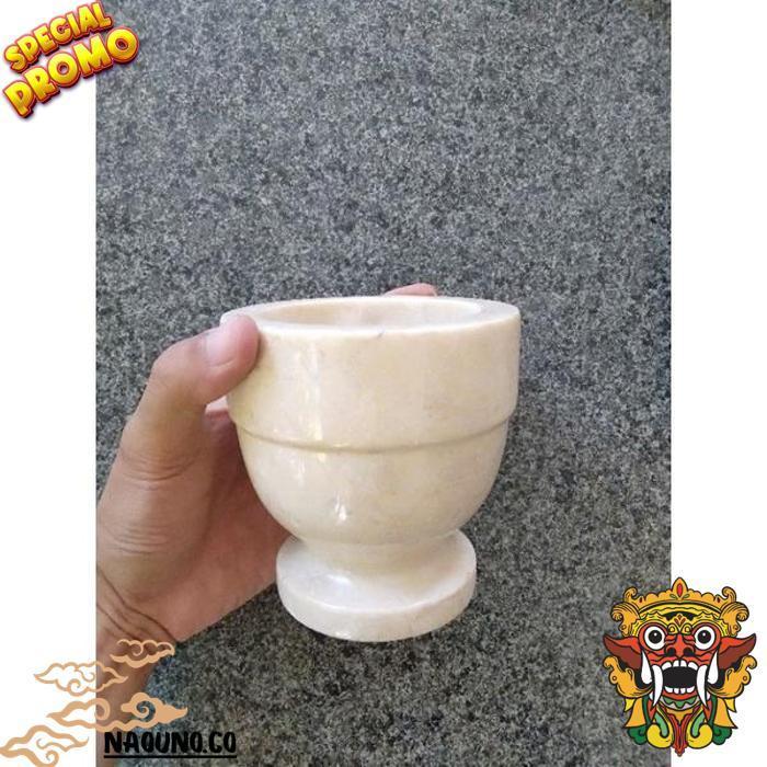 Lumpang Alu Batu Lesung Mini Marmer Asli Tumbukan Tumbuk Obat Puyer Ulekan Ulek Mortar & Pestle 6/3
