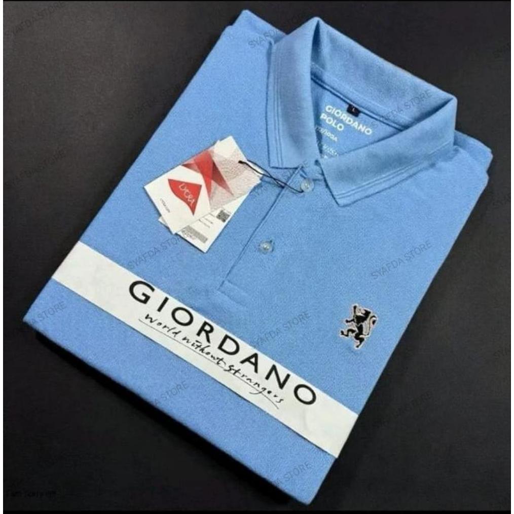 ORIGINAL Polo Shirt Giordano Bordir Singa 3d - Kaos Kerah Pria Wanita Ukuran M L XL