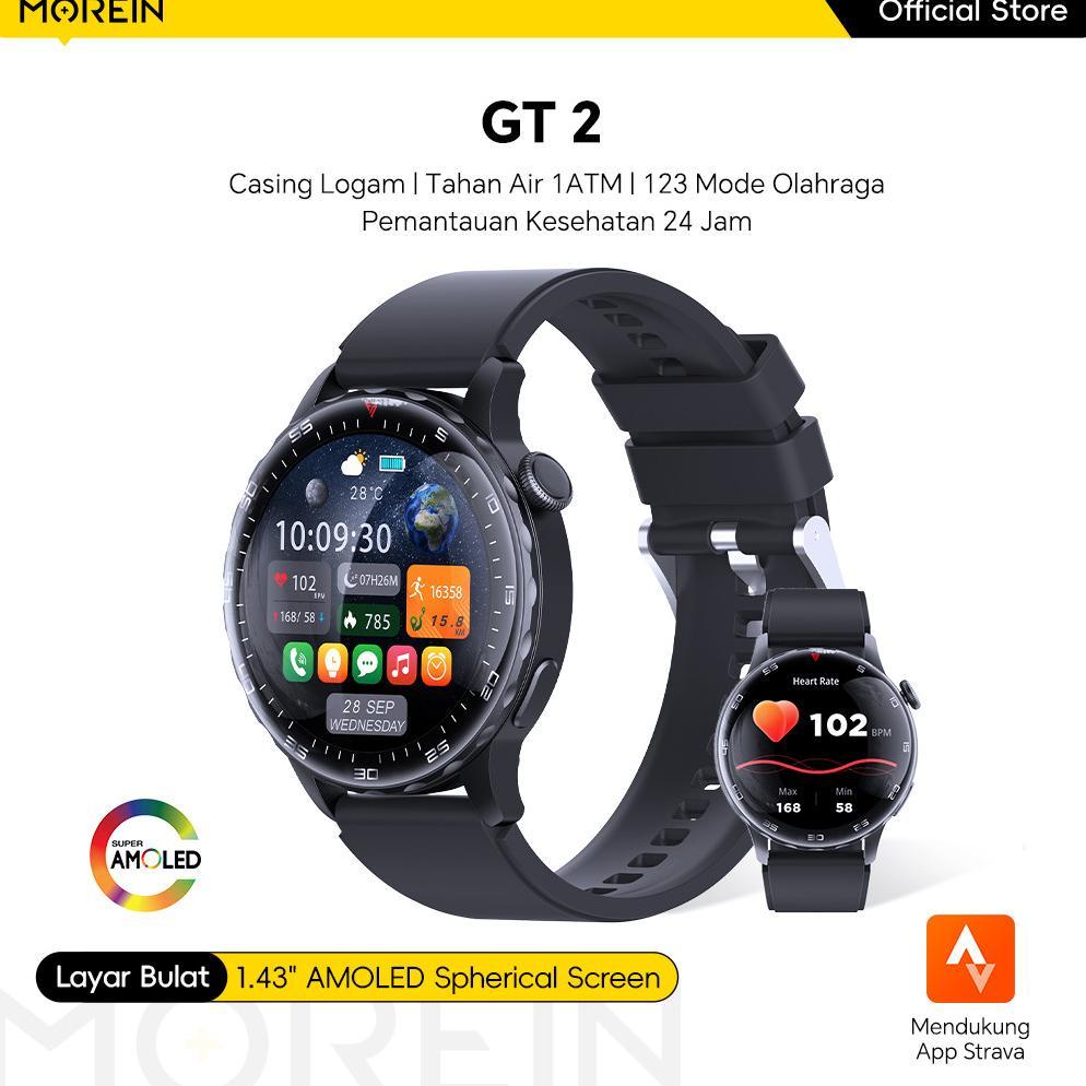 PROMO TERBARU Morein Plus GT2 Smartwatch - Layar AMOLED 1.43'' | Casing Logam | Tahan Air 1ATM | 123