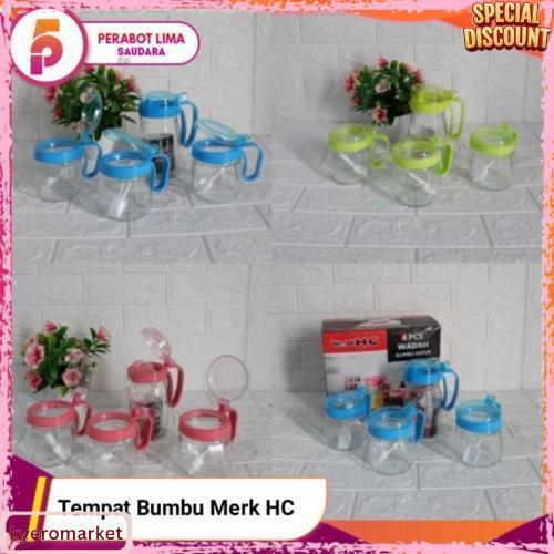 Tempat Bumbu Dapur Dan Minyak Hc/ Tempat Bumbu Hc/ Tempat Bumbu Dapur 1 Set 4 Pcs / Tempat Bumbu Mer