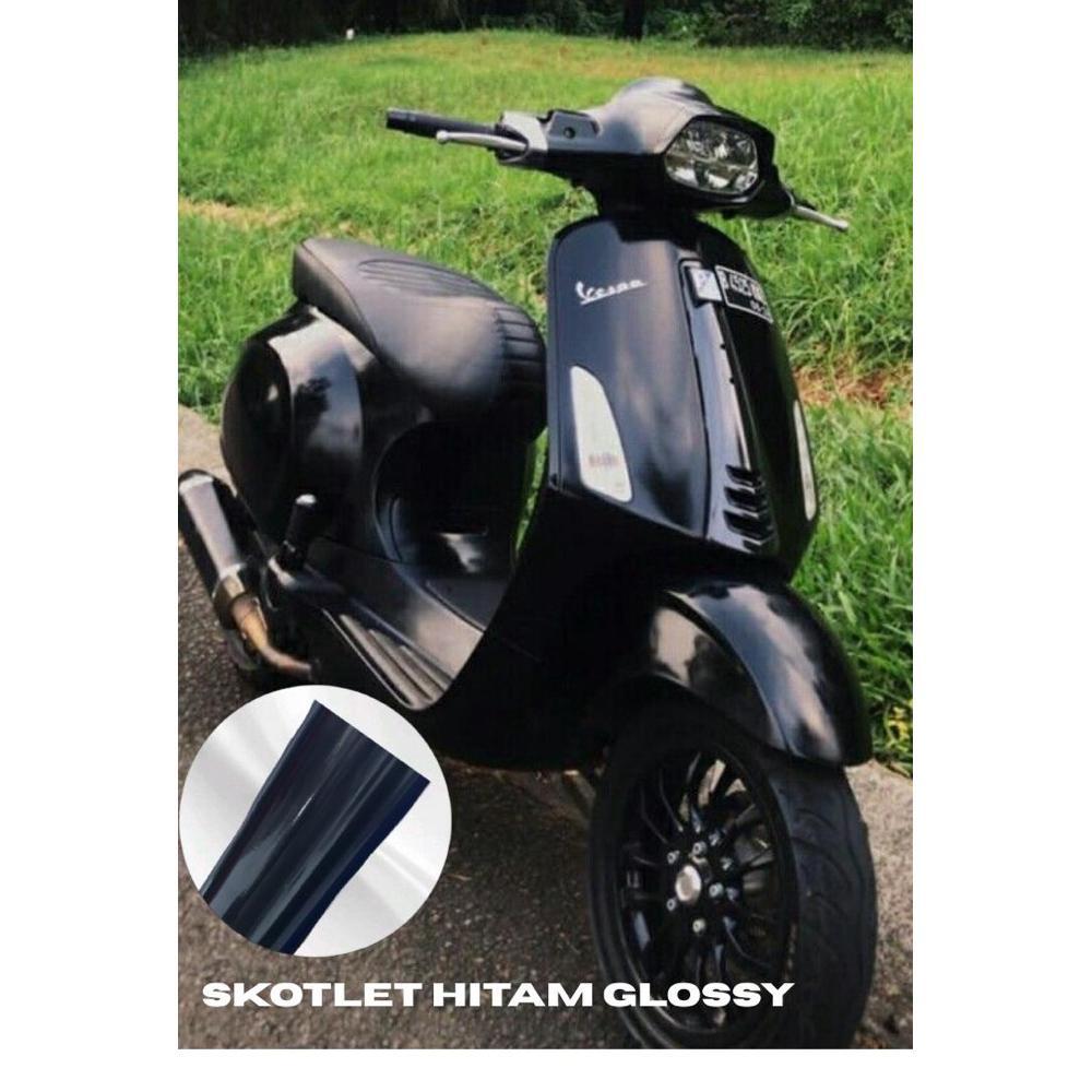 RECOMMENDED sticker hitam glossy/sticker mengkilap/skolet glossy/glossy metalic black/sticker motor/