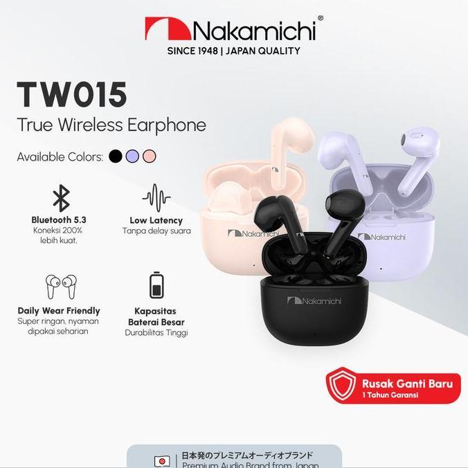 Terbaik Nakamichi TW015 TWS Earphone Low Latency Gaming HD Earbuds Bluetooth Mic Terimakasih