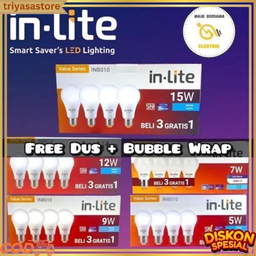 Lampu Led Inlite  3 Gratis 1 / Bohlam Inlite  Led 3 Free 1 / In Lite Paket Beli 3 + 1/ 5Watt / 7Watt