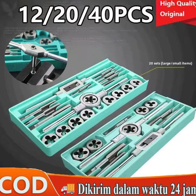 JARAGGE COD12/20/40PCSHand Tap Set / Tap Die Set / Tap Ulir Dart Mur Baut Alat Senai Tap Die Set Ala