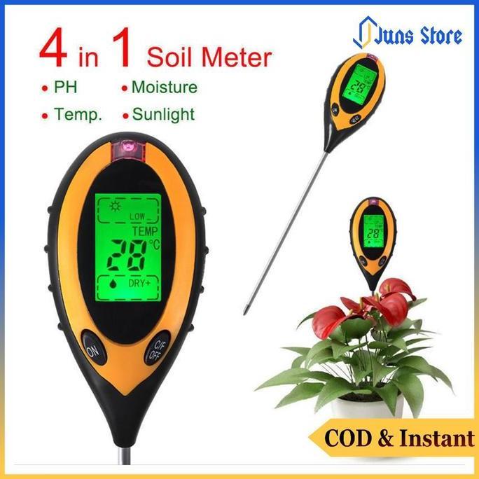 Alat Pengukur PH Kelembapan Tanah 4 in 1 /Temperature Soil Moist PH Analyzer / Alat Cek Suhu Kadar K
