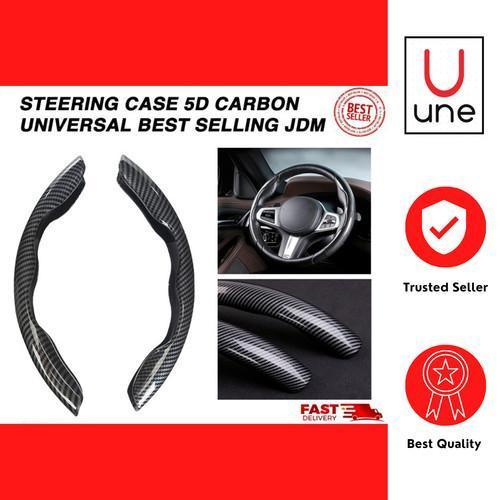 Sarung Penutup Setir Mobil 5D Carbon Import / Cover Stir Steer Model Setengah Diameter 38Cm Pelindun