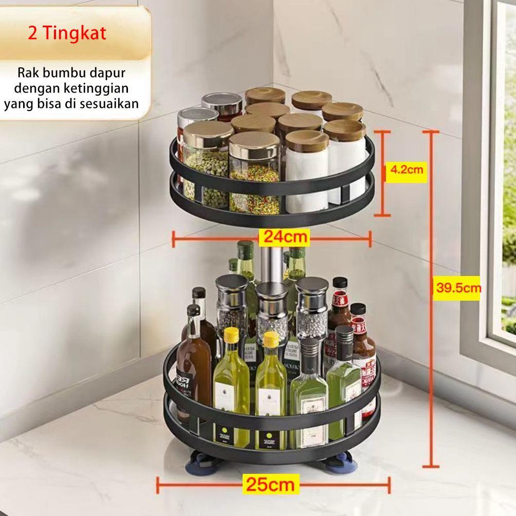 Zen - Rak Bumbu Berputar 360 Derajat Rak Bumbu Dapur Rak Dapur Serbaguna Stainless Rotate Kitchen Se