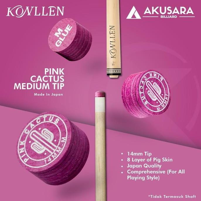 Grosir Tip Billiard Pink Cactus Medium Konllen Cue Tip Billiard