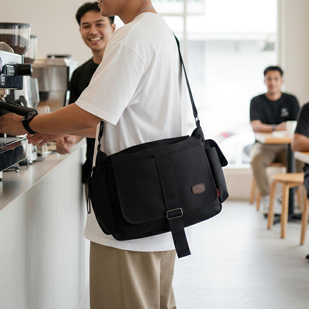 CUCI GUDANG TSWL - Tas Selempang Bahu Slingbag Sling Bag Kanvas Canvas Laptop Premium Tebal Besar Un